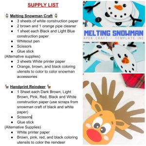 craft instructions for a snowman and a reindeer