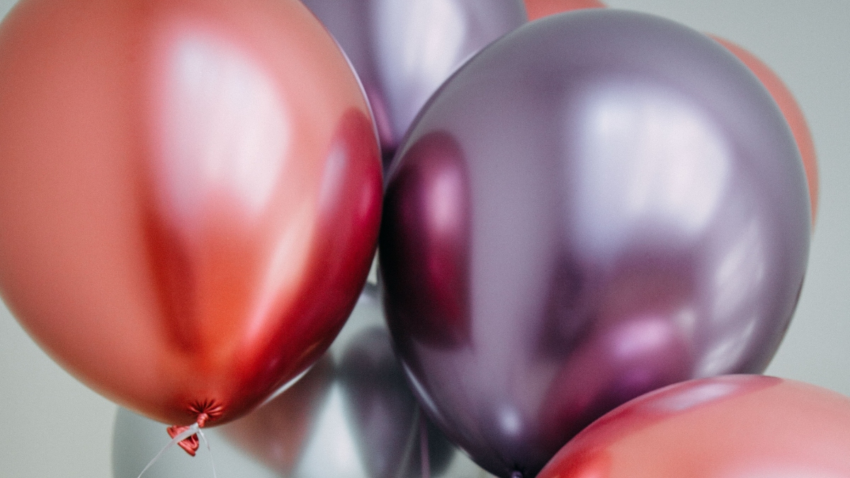 multicolored metallic helium balloons