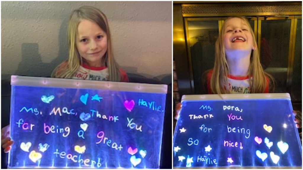 iLEAD Antelope Valley learner with thank-you sign