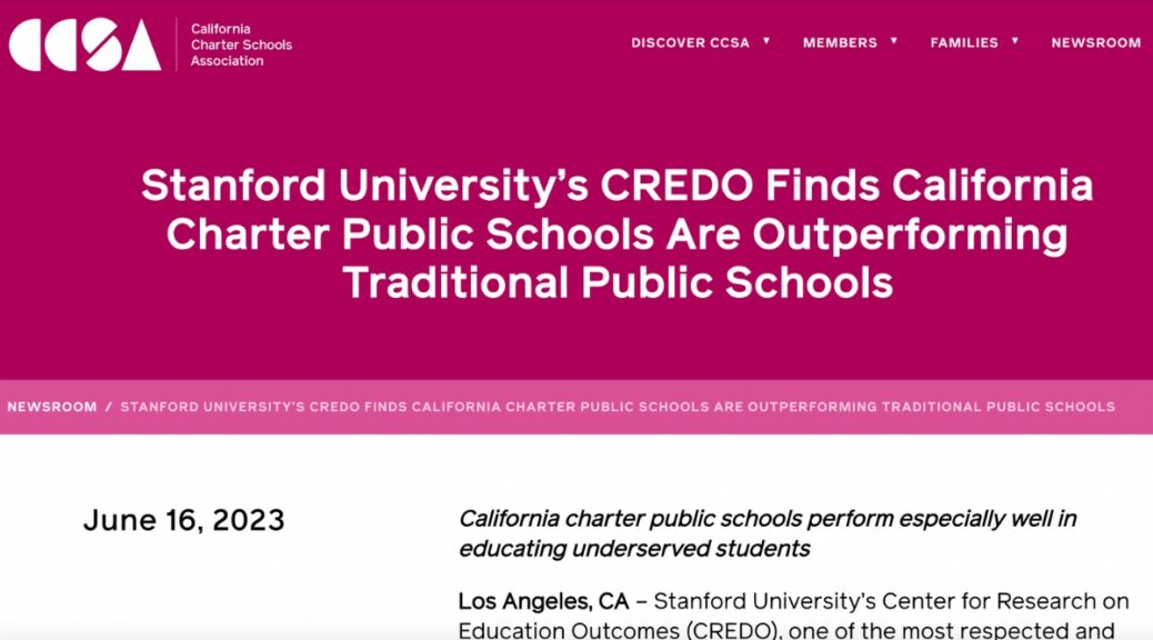 CCSA Stanford University CREDO CA Charter Schools Outperform