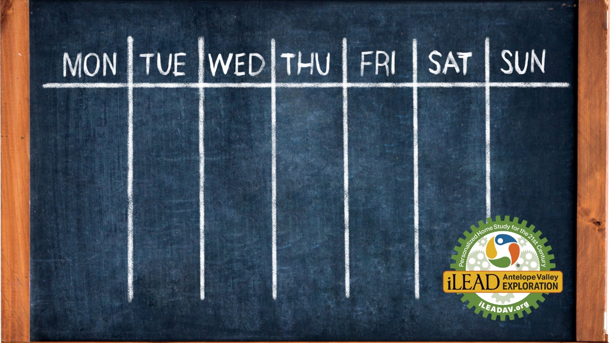 iLEAD AV Exploration chalkboard week schedule