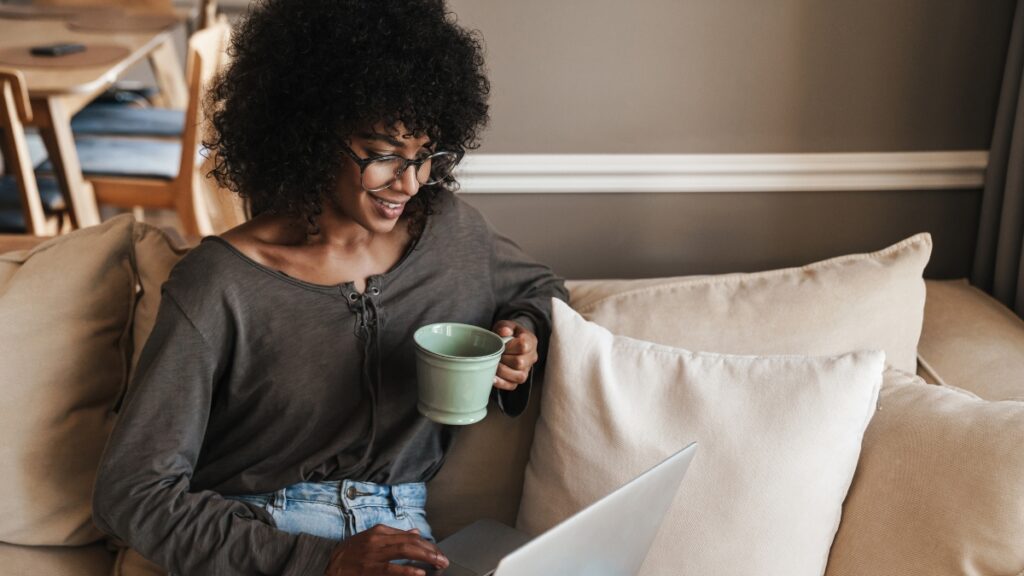 tea laptop couch
